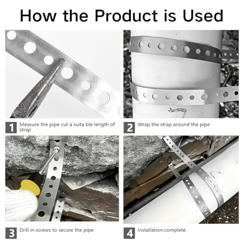 Image of Serplex Galvanized Steel Perforated Hanging Strip, Dual Size Pre-drilled Holes, 6.32mm & 4.76mm, Zinc-Plated Metal Mounting Strap for Pipe Support, Bracing, Hanging & DIY Installation, 300cm x 2 cm