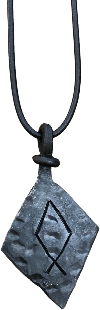NauticalMart Forged Iron Othala Odal Rune Viking Amulet Runic Nordic Pendant Talisman Necklace Viking Norse/Celtic Jewelry