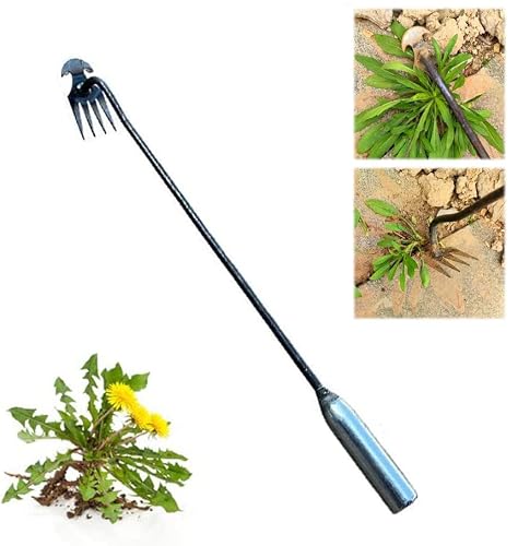 2023 New Upgrade Weeding Artifact Uprooting Weeding Tool, Manganese Steel Forged Weed Puller 4 Teeth Dual Purpose Weeder,Manual Hand Weeder Tool For Garden With Long Handle (Iron Handle(#Lengthen)) #TOP4
