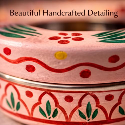 Image of iHandikart Handpainted Ash Tray 4x2 Inch | Metal Ashtray for Home, Table & Car Use | Multicolour Decorative Ashtray | Handmade Smoking Accessories for Indoor & Outdoor Use(Pink)