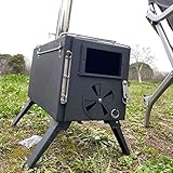 Genérico Estufa de Camping portátil con Chimenea - Estufa de leña Plegable de Acero Inoxidable para Tiendas de campaña, calefacción, Cocina y preparación para emergencias - Negra