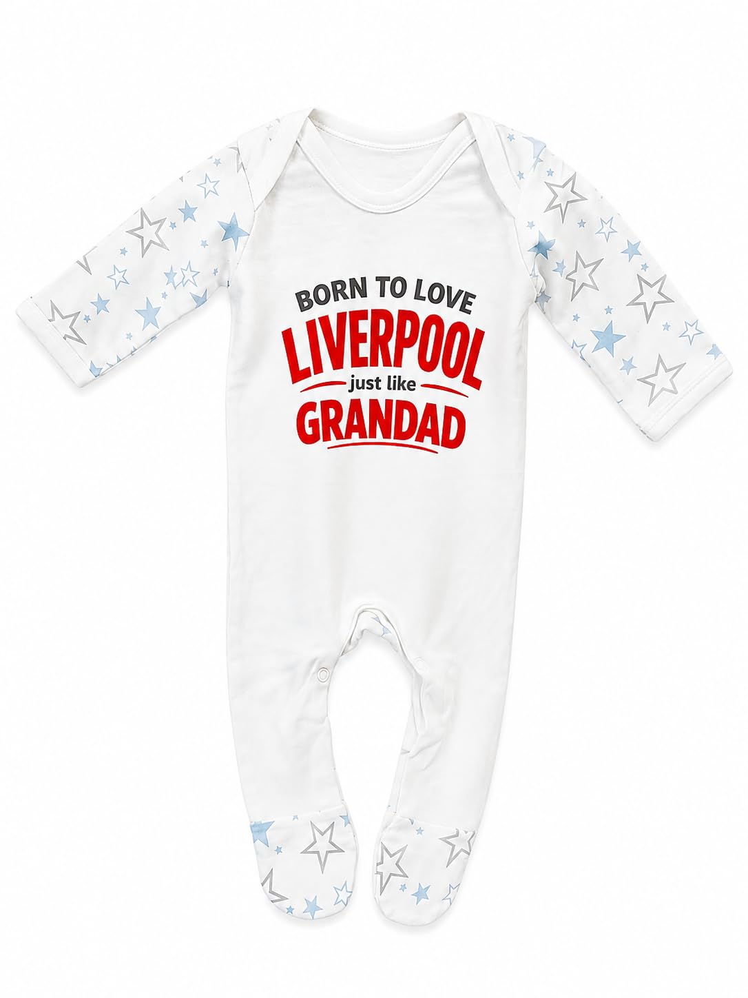 Cheekytots Born to love Liverpool just like Grandad - 100% Cotton, Ultra-Soft, Cosy, and Breathable Rompersuits for Infants and Toddlers