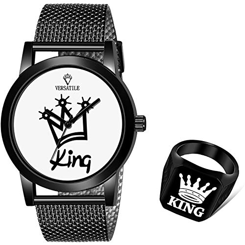 Versatile Mens Analog Watch and Ring Combo (Black) (B0855XBQLT) Amazon Price History, Amazon Price Tracker