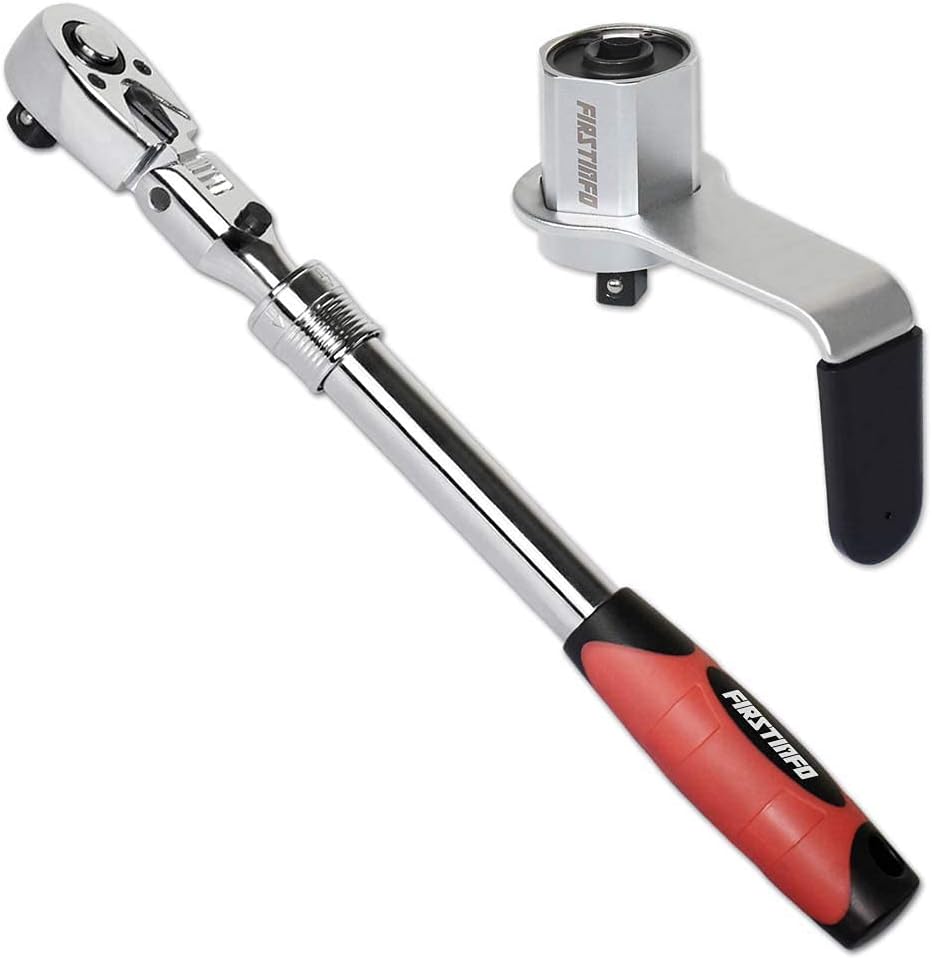 FIRSTINFO 3.4:1 Torque Multiplier Wrench 1/2 Inch Female to 1/2 Inch Male Max. 600Nm with 1/2 Inch Drive Locking Flexible Extendable Ratchet Wrench