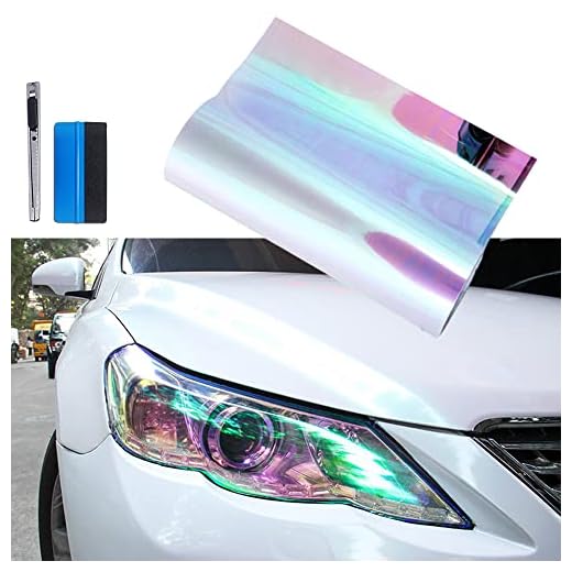 LZLRUN Extra-Wide Headlight Taillight Vinyl Tint Wrap 16 Inch x 60 Inch Roll Self Adhesive Fog Light Film Sheet Sticker Cover (Chameleon Transparent)