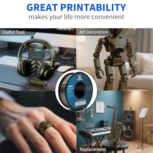 GEEETECH PETG Filament 1.75mm Metall Braun, verbesserte Hochfestigkeit 3D-Drucker Filament, Glanzfinish, ±0,03mm Präzision-1kg Spule