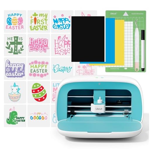 Likcut S501 Schneideplotter, Plotter maschine mit Intelligenter Einbau Speicher, Verfügbar für Vinyl, Iron on und Karten, Plotter mit Einsteiger Set, Blau