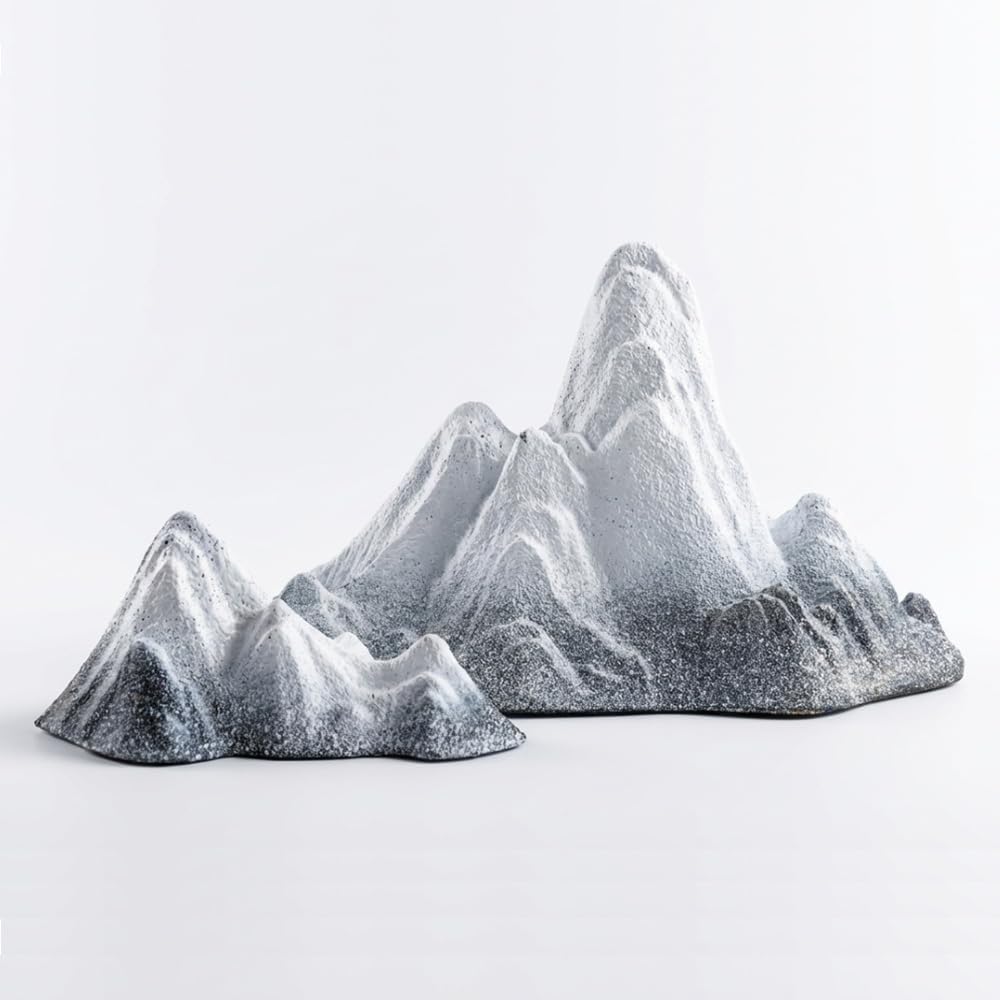 Wonderfactory Smart Aquarium 5 Gallon Glass Fish Tank with 2 Pcs Snow Mountain Scape Fish Tank Decorative