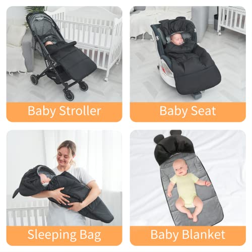 Stroller Bunting Bag For Baby, Infant Bunting Bag Winter Baby Sleeping Bag For Stroller Footmuff Waterproof, Warm Bunting Bag Toddler Sleeping Bag, Outdoor Universal Baby Bunting Bag, Black #TOP6