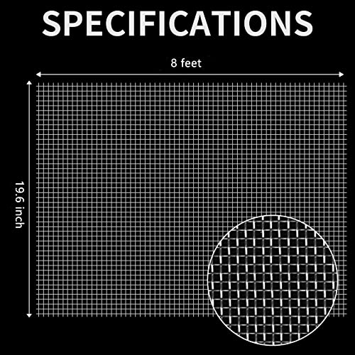 Labalpha 304 Stainless Steel Metal Screen Mesh, 18 Mesh Stainless Steel Screen 19.6Inch X 8Ft(50Cm X 244Cm), Window Screen Mesh, Wire Diameter 0.3Mm, Excellent Elasticity #TOP2