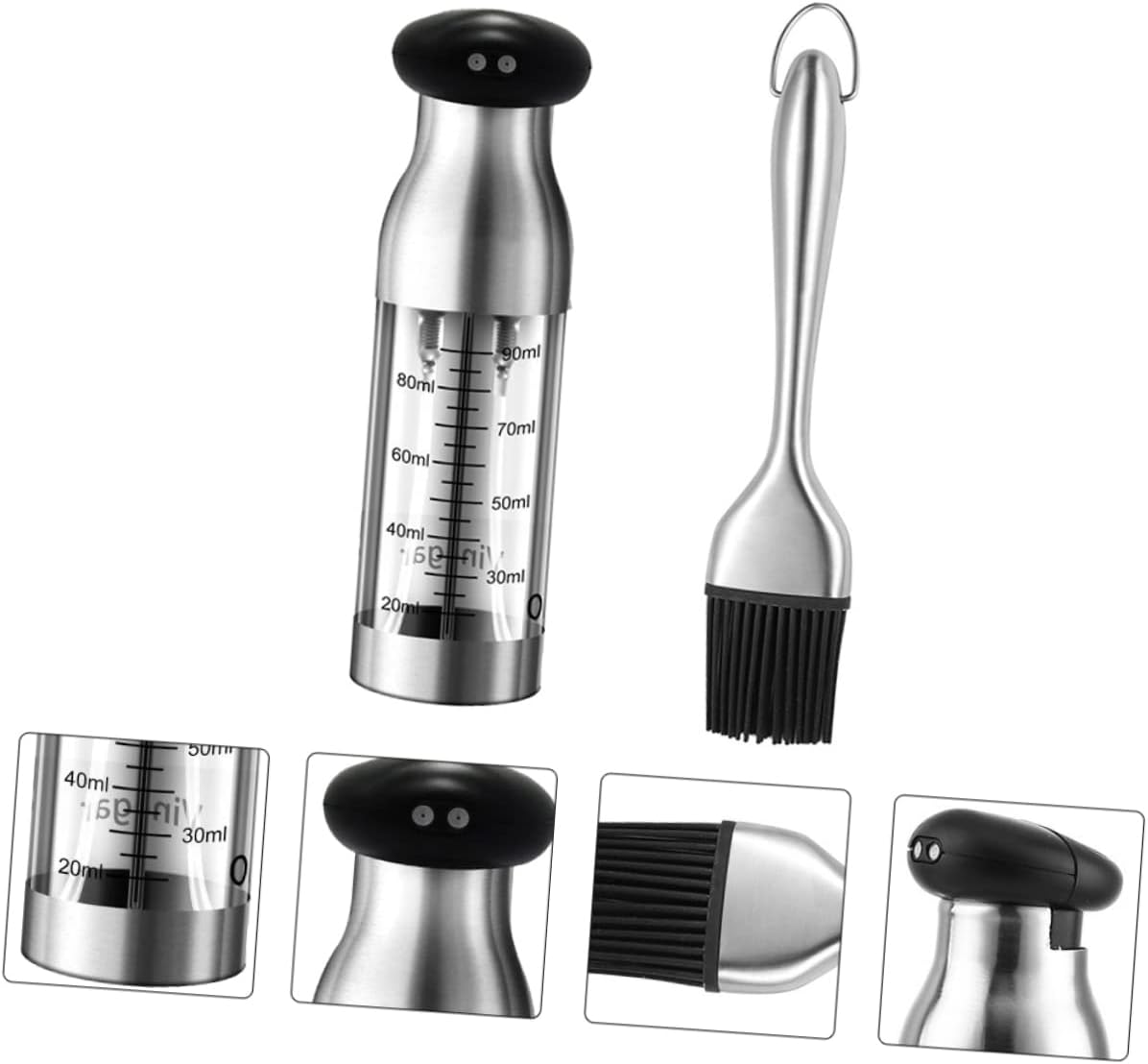 OUNONA 1 set Oil Spray Bottle Premium Oil and Vinegar Dispenser with Scale Kitchen Essential for Cooking Bbq and Home Use with Brush