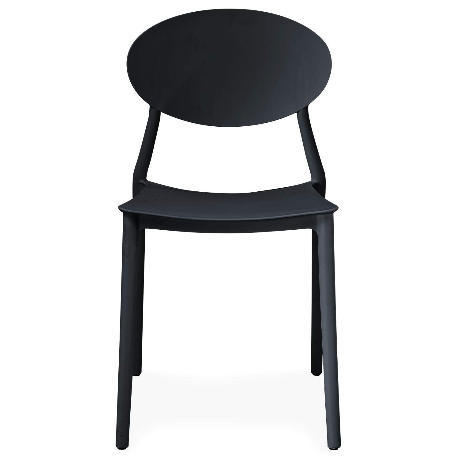Menzzo Lot de 4 Chaises Empilables Balagan en Polypropylène Noir - Design Moderne, Idéales Salle à Manger et Cuisine
