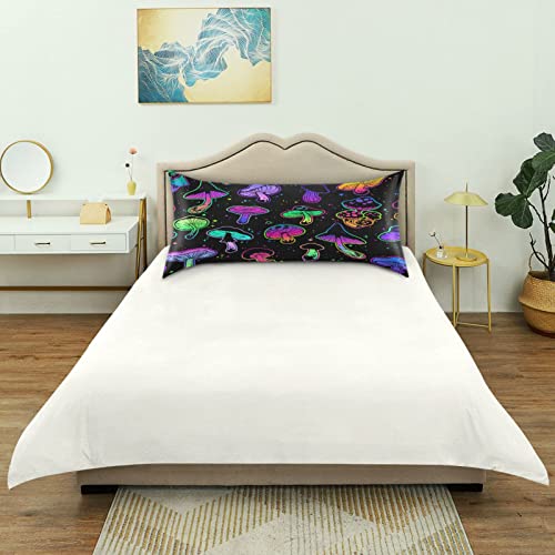 Dalzium Satin Pillowcase For Hair And Skin, Watercolor Mushrooms Silk Pillowcase Soft And Cozy Body Pillow Covers, Queen Size Satin Pillow Cases With Envelope Closure(20X30 Inch), 1Pc #TOP2