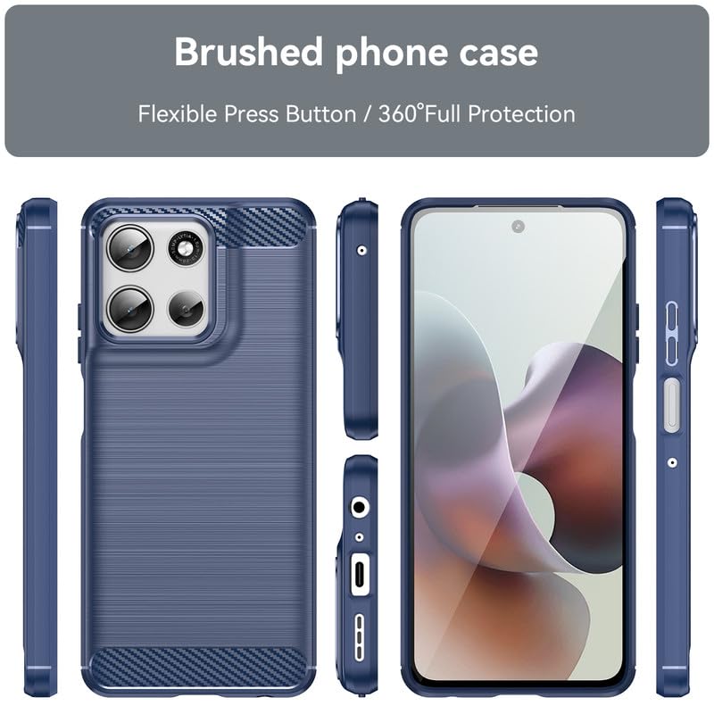 Image of Hybrid Carbon Fiber Back Case for Motorola Moto G56 5G (Blue)