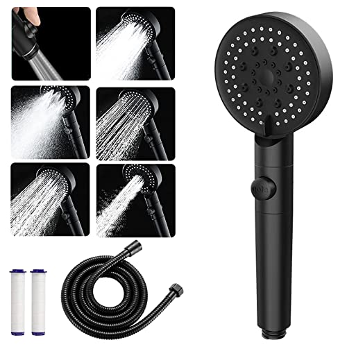 Douchette Pommeau de Douche 6 Modes,Pommeau De douche Economie Deau Haute Pression,Pommeau de Douche Anti Calcaire Economie Deau,Tuyau de Douche Flexible Tuyau en Acier Inoxydable 1.5 M Cover