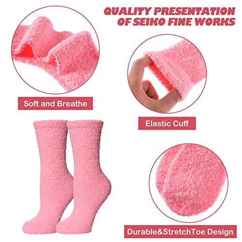 Image of LINEMIN Womens Fuzzy Socks Cozy Fluffy Winter Warm Slipper Socks Microfiber Soft Home Sleeping Socks