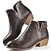 SDONY Women's Ankle Boots Low Heels Chunky Fashion Zipper Dressy Booties for Women(8.5M, Dark Brown)