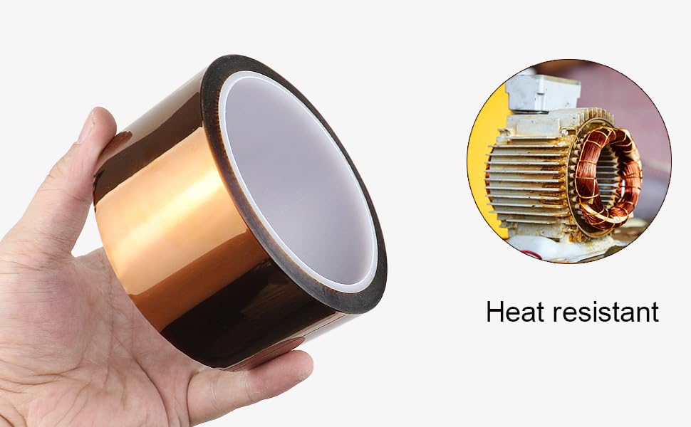 Image of BOMEI PACK Polyimide Tape, 1 Pack High-Temperature Resistant Tape 2inch x 33m(108ft), No Residue Heat-Resistant Tape for Electric Task, 3D Printing, Soldering, Sublimation, Masking