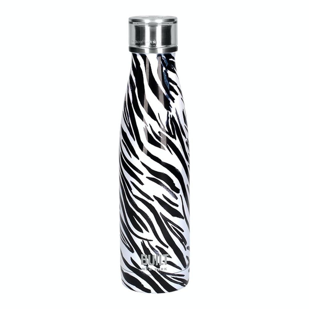 Rackhams Black/White Built 500Ml Double Walled Stainless Steel Water Bottle Zebra - / - Stainless Steel - Water Bottle