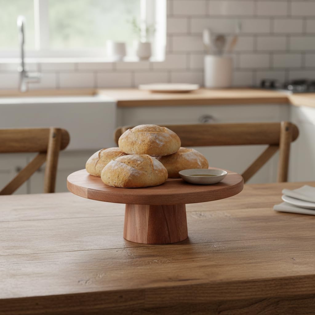 Deconox Doğal Akasya Ahşap Ayaklı Sunum Tahtası ve Kesme Panosu - 24.5x9.5x1.5 cm Dekoratif Kahve, Peynir ve Sushi Servis Tepsisi