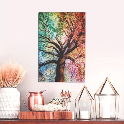 Impression HD sur toile d'arbre coloré avec support mural de qualité supérieure