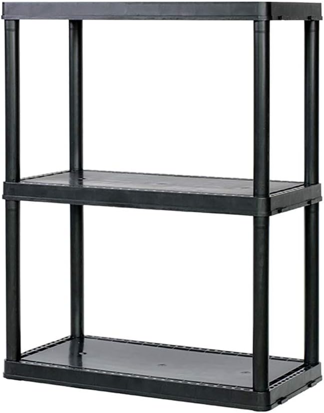 Gracious Living 3 Shelf Fixed Height Solid Light Duty Storage Unit 12 x 24 x 33 Organizer System for Home, Garage, Basement, and Laundry, Black