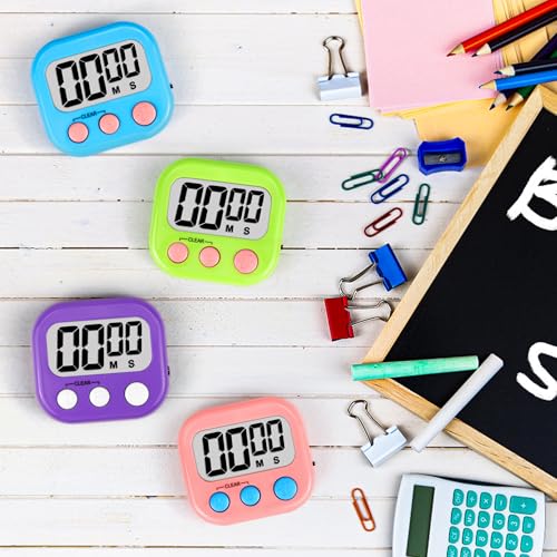 Digital Timer for Kids Teacher Supplies Classroom Timer for Study Learning Management Kitchen Work Exercise-4Pack Pink Blue Green Purple - Image 4