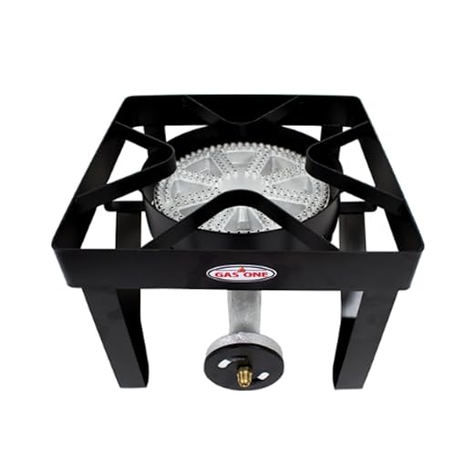 GasOne Square Heavy Duty Single Burner Outdoor Stove Propane Gas Cooker with Adjustable 0-20Psi Regulator & Steel Braided Hose Perfect for Home Brewing, Turkey Fry, Maple Syrup Prep