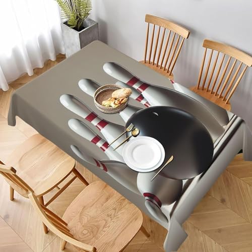 Aozhiswe Mantel Antimanchas Rectangular Bola de Boliche Mantel de Mesa Balón Deportivo 140x200 cm Manteles Impermeable Poliéster Protector Comedor para Interior Exterior a-8735