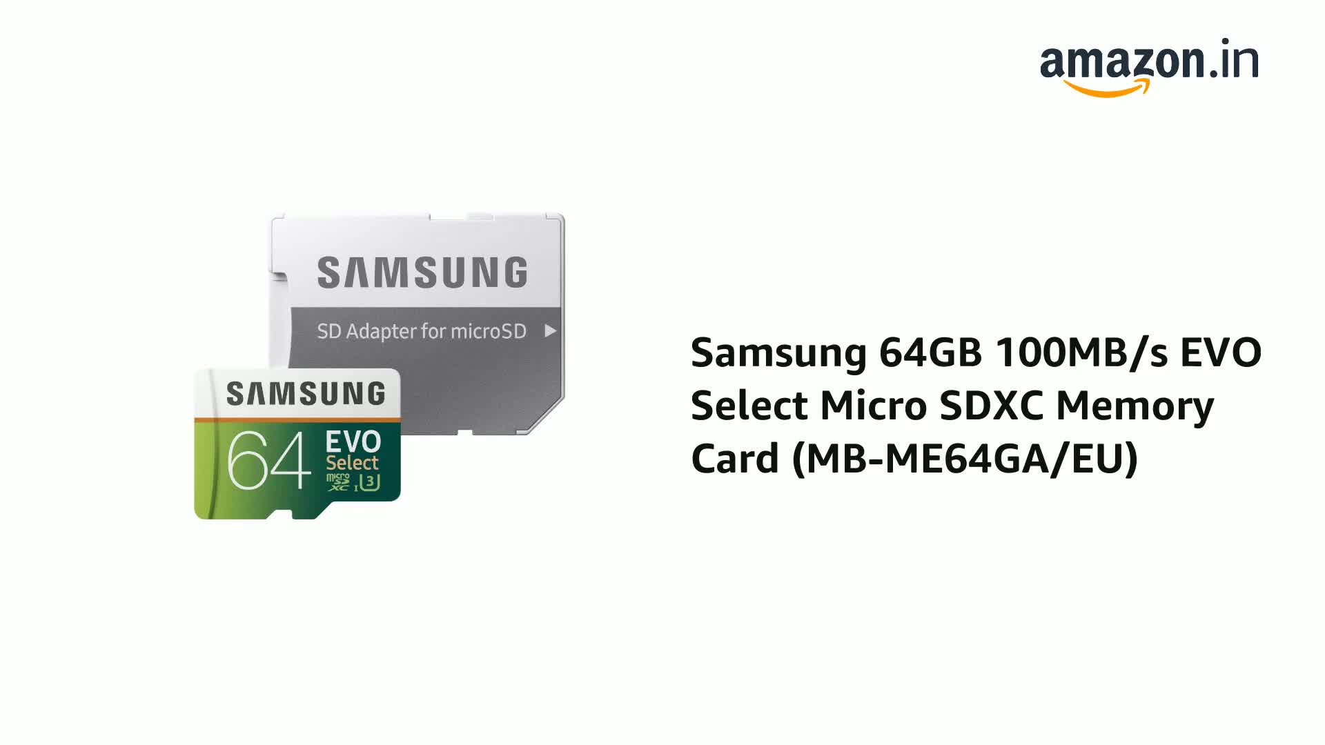 Samsung 64GB 100MB/s EVO Select Micro SDXC Memory Card (MB-ME64GA