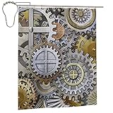 DLJIYZX Duschvorhang Metallic Gears Duschvorhänge für Badezimmer Dekor Wasserdicht Polyestergewebe Badvorhänge 152 X 183 cm