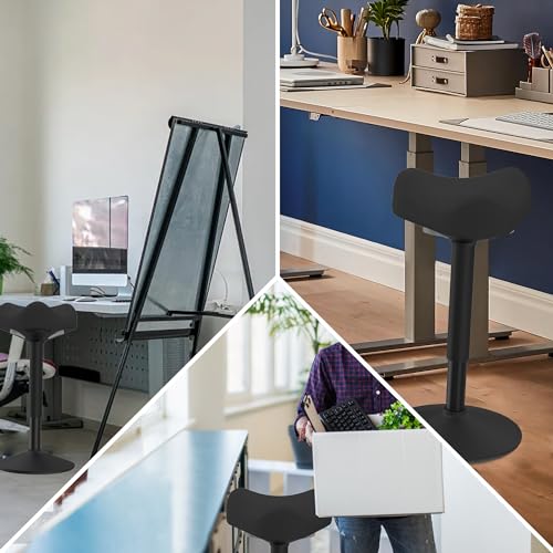 Image of Standing Stool, Adjustable Ergonomic Office Chair Standing Desk Chair Swivel 360 Degree Swivel Tilting Balance with Saddle Seat for Active Learning Sitting