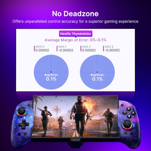Image of NexiGo Hall Effect Gripcon with Carrying Case for Switch 2, 4K HDMI Output for TV Mode, Handheld Controller w / Hall Sensing Joysticks & Triggers, RGB Lights, Mapping, 6-Axis Gyro, Turbo, Cosmic Nebula