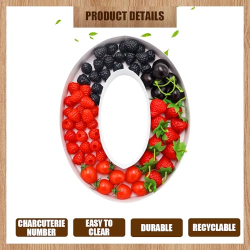 Image of 12 inch Fillable Number Paper Mache Cardboard Cutouts Sweet Charcuterie Board Tray (White, 0 Shape)