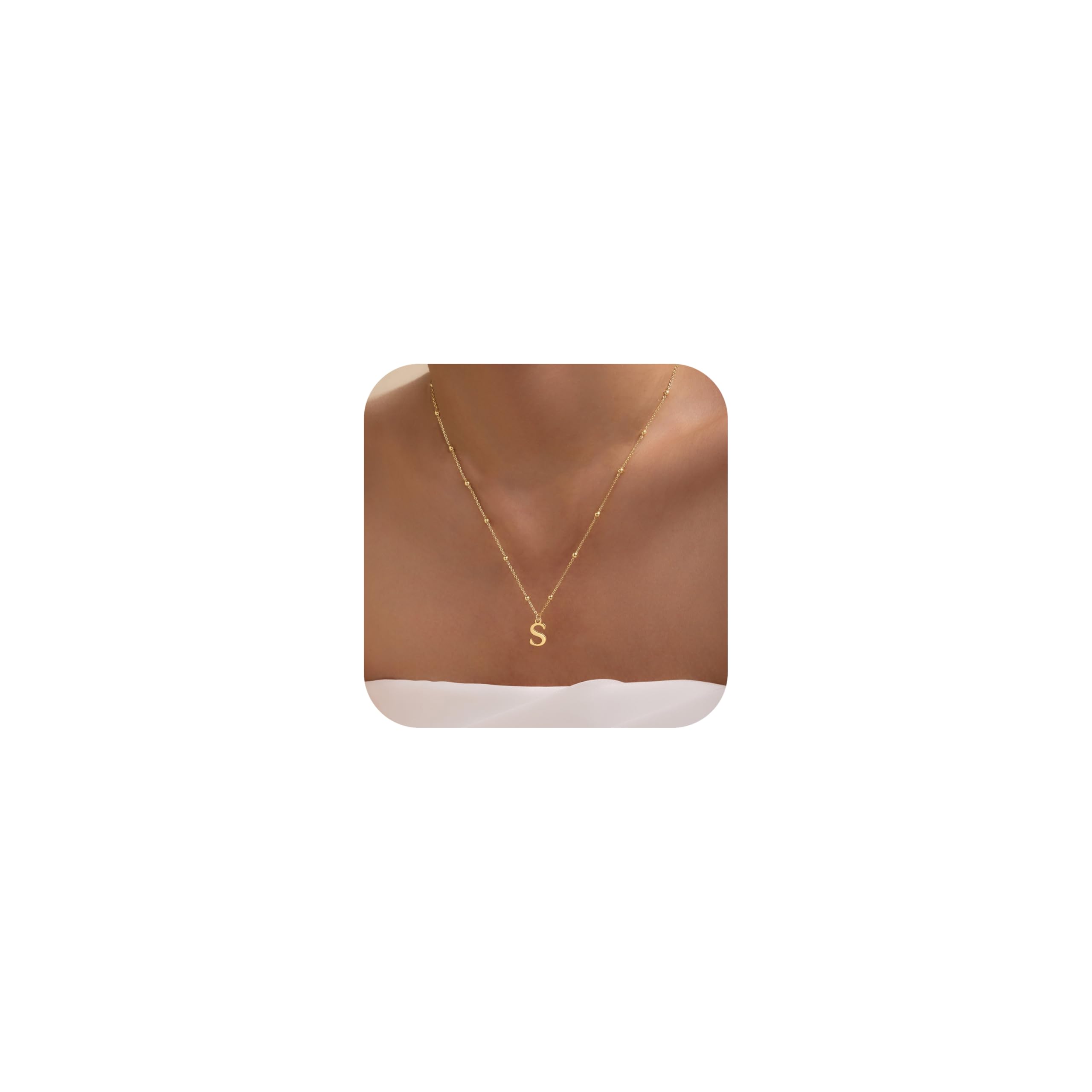 Initial Necklaces for Women Dainty 14k Gold Plated A-Z Letter Pendant Name Necklaces Cute Charm Choker Fashion Accessories Non Tarnish Trendy Jewelry Gift