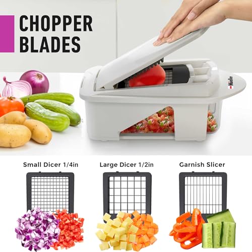 Image of Mueller Pro-Series 12 Blade Vegetable Chopper, Mandoline Slicer and Spiralizer, White /grey