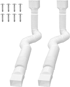 Loyala 2PCS Gutter Downspout Extensions Flexible Drain Downspout Extender Gutter Connector Rainwater Drainage Expandable up to 60" White