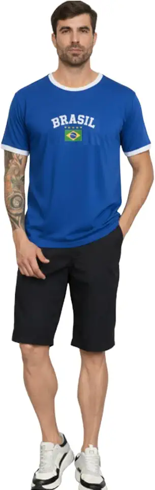 Blusa da Brasil Bordada Masculina Copa do Mundo Seleção Brasileira