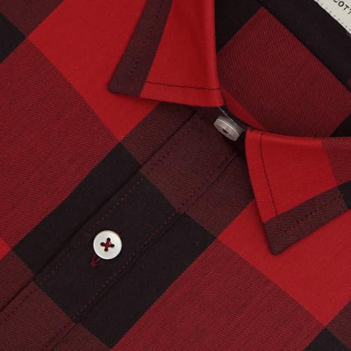 Image of GHPC 100% Cotton Checkered Half Sleeves Regular Fit Formal Shirt for Men
