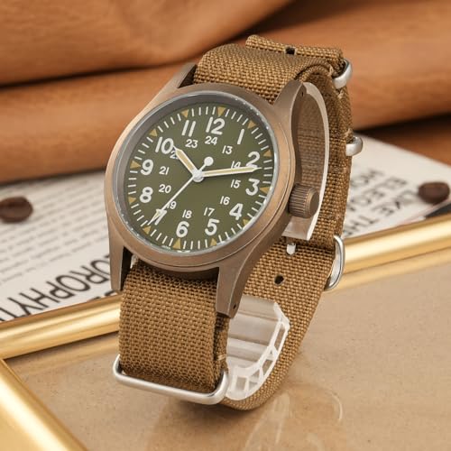 Image of Militado ML05 38mm VH31 Quartz Watch - Domed Sapphire Crystal Field Watch C3 Super Luminous Retro Sweep Wrist Watch for Men 100M Waterproof