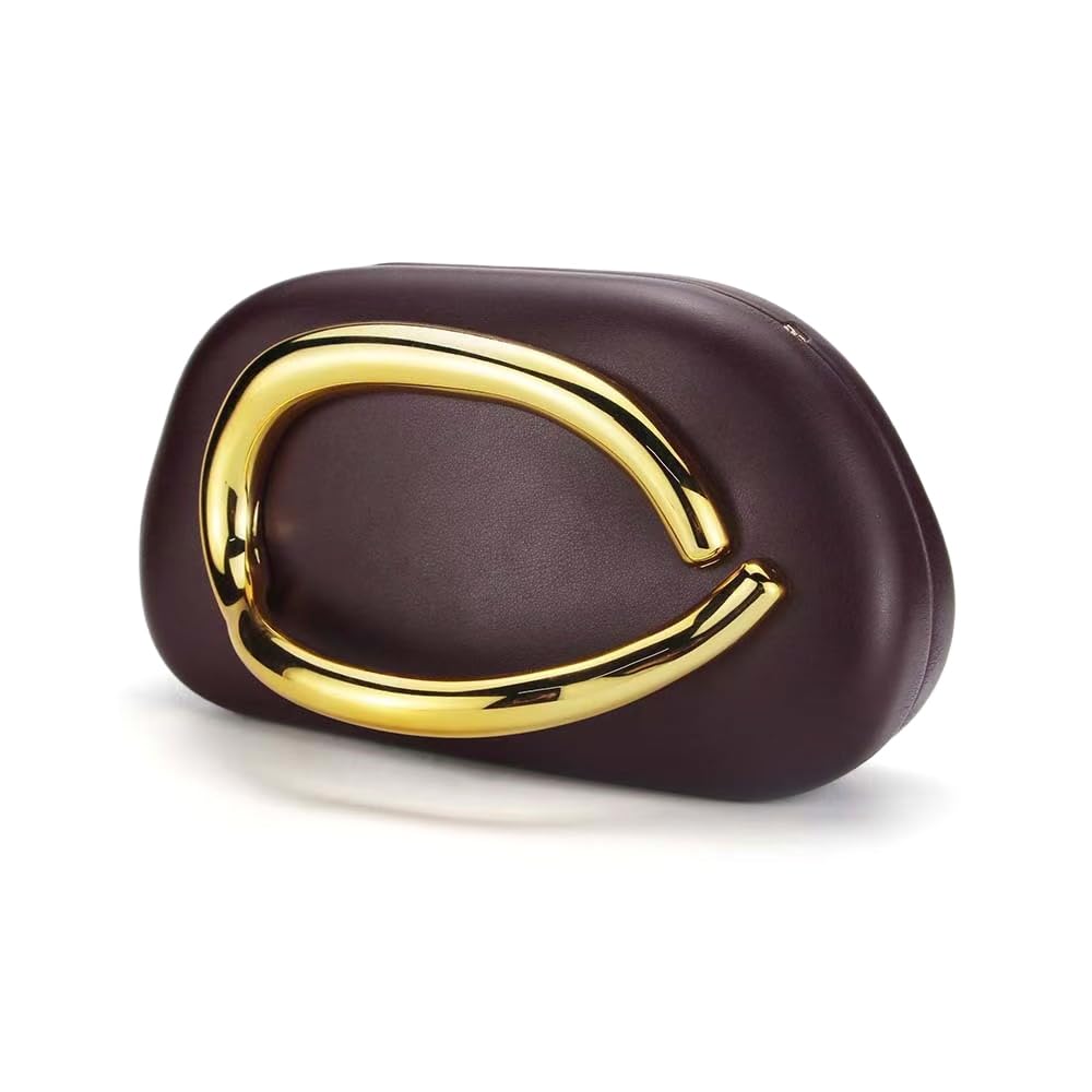 Clutch Damen mit Goldgriff | Elegante Abendtasche mit Abnehmbarer Kette | Kleine Damenhandtasche für Hochzeit, Braut, Party, Ball & Feier