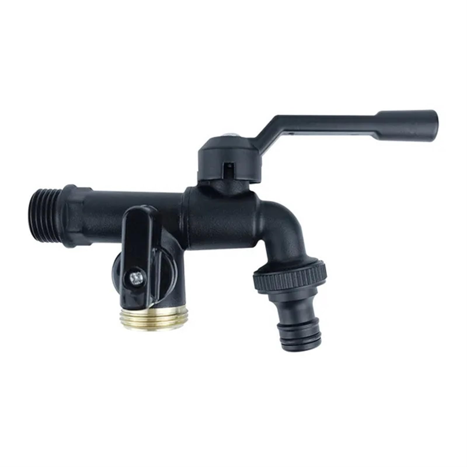 Trryuip Dn15 Double Outlet Outside Tap Black Brass Garden Hose Faucet Outdoor Anti-Freeze Bibcocks With Dual Outlet For Washing Machine 1/2 Inch(Dn15 Double Outlet)