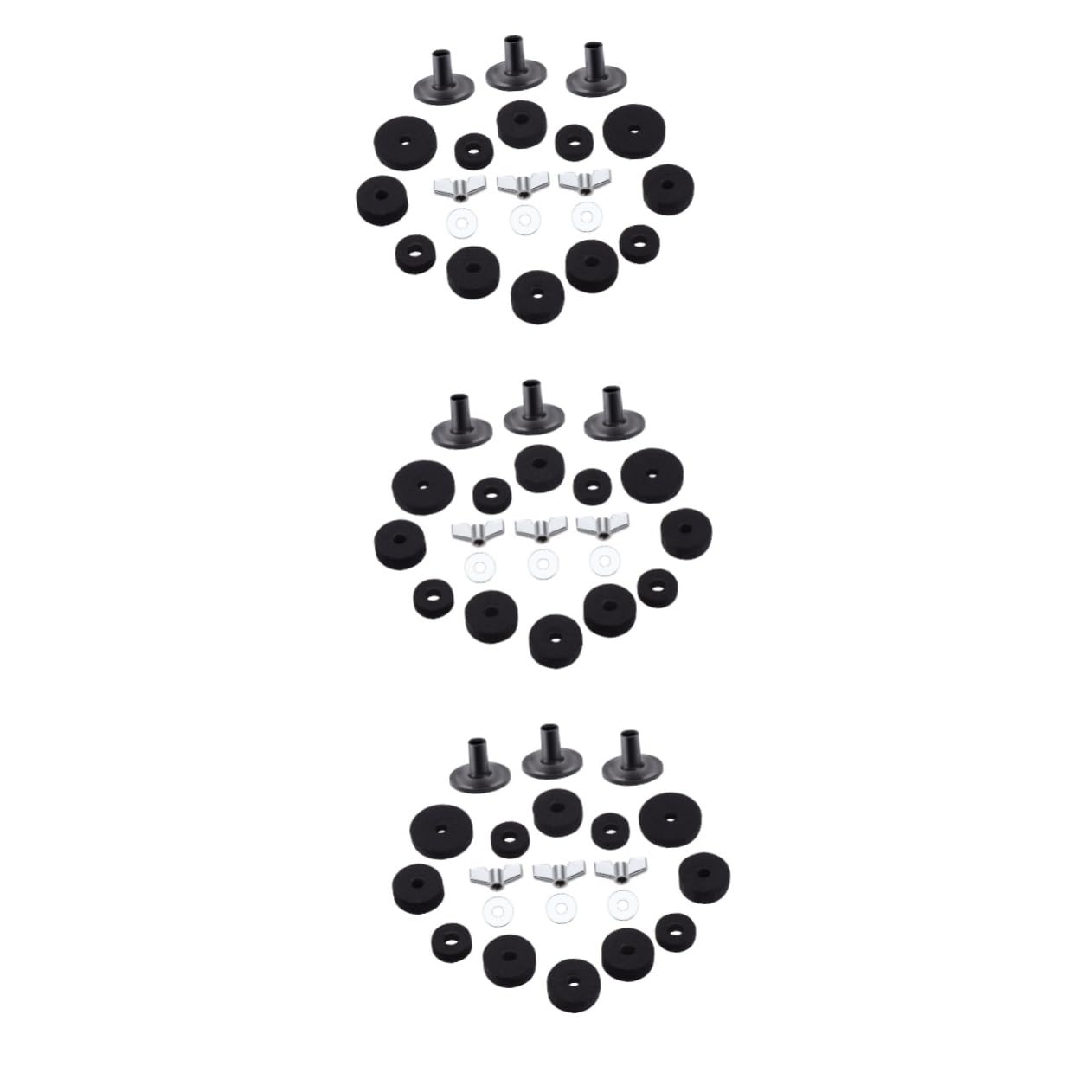 ibasenice 3sets Drum Dampening Pads Set Replacement Washers Felt Pads Non-slip Friction for Drum Practice 21pcs*3