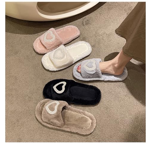 MW&FOFJR Women's Slippers Fuzzy Plush Comfy Faux Fur Lined Slide Shoes Anti-Skid Sole House Shoes2