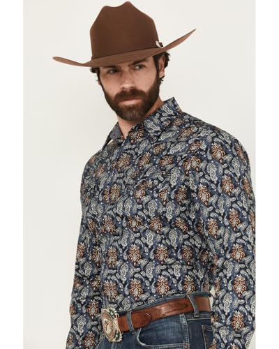 Cody James Men's Rodeo Ritz Paisley Print Long Sleeve Snap Western Shirt - CJSP25W21-NVY Medium Navy2