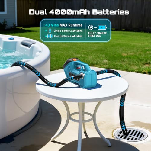 Image of SEESII Cordless Transfer Pump for Water /Diesel, 760GPH & 65FT Lift, 2x4.0Ah