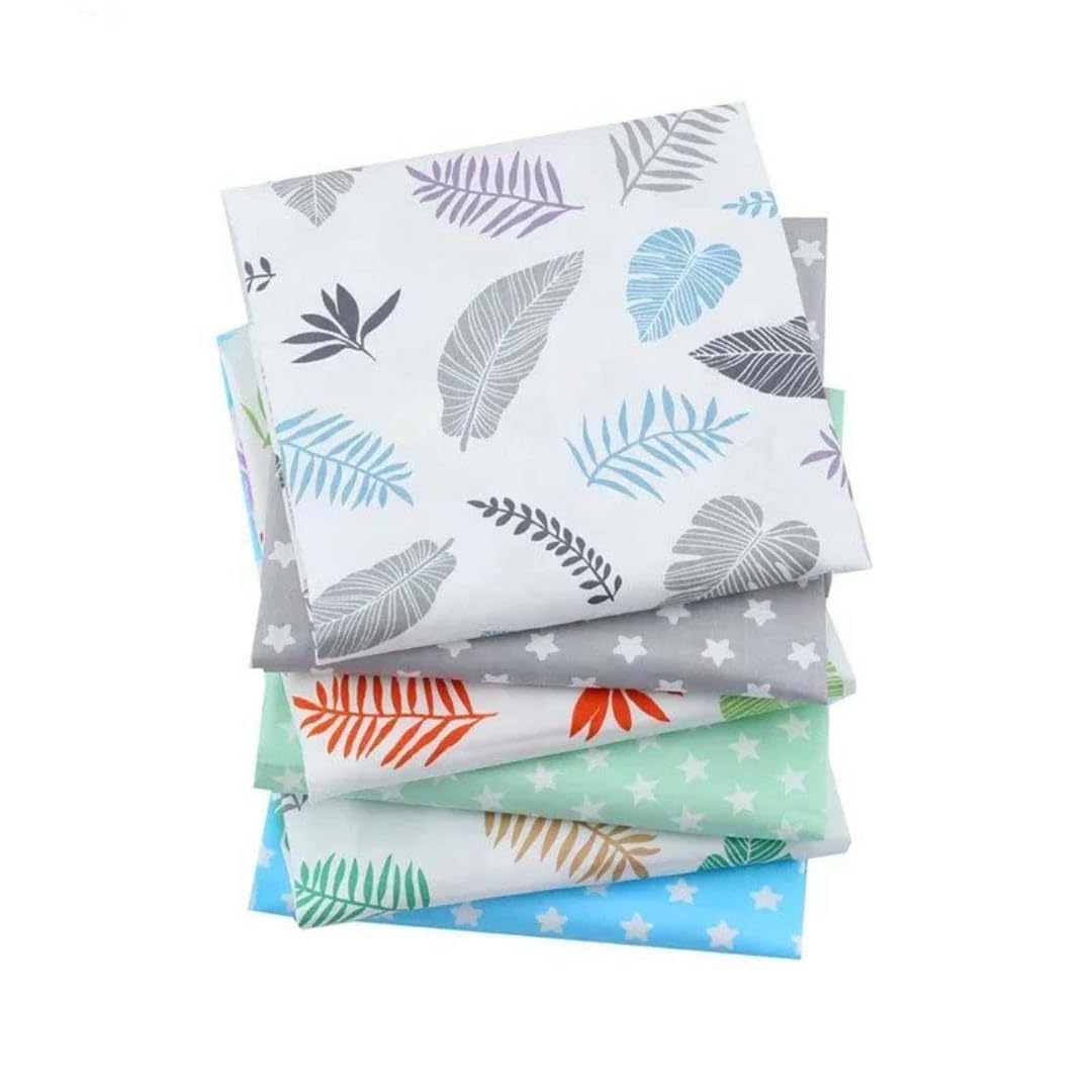 CraftsFabrics 6pcs/Lot Stars Tropical Leaves 100% Cotton 40x50cm Wide Fat Quarters Fabric Bundle for Children's Quilting - Image 3