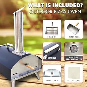 KT THERMO Wood Fired Pizza Oven, Portable Min Pizza Oven for Outdoor Cooking, Includes Pizza Grill, Pizza Peel and Pizza Stone KT THERMO Wood Fired Pizza Oven Portable Min Pizza Oven for Outdoor Cooking Includes Pizza Grill Pizza Peel and Pizza Stone