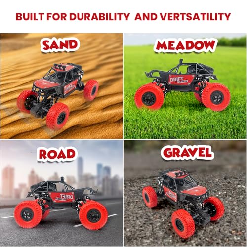 Image of Gooyo GY-45 Rechargeable Remote Control Rock Crawler with Spray Function | 45 Climbing High Speed RC Car Toy for Kids | Red Color, Power Source: Lithium Battery for Car (Included)