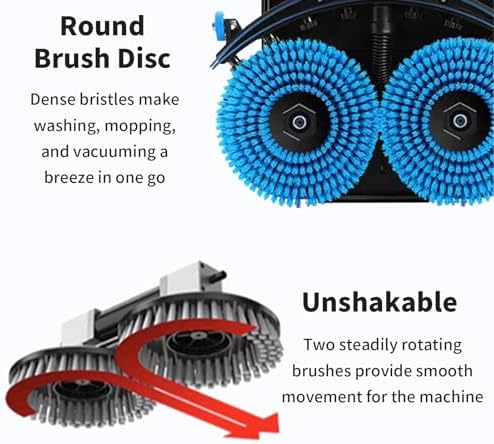17'' Commercial Floor Washer & Scrubber Machine - Dual Brush Power Cleaner for Tile, Hardwood & Carpet - Heavy-Duty Floor Cleaning Accessories